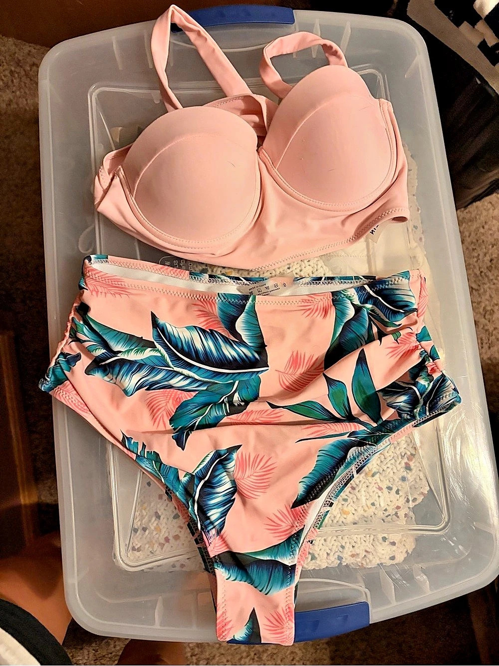 SHEIN Floral Bikini Set in Pink & Blue Size Small